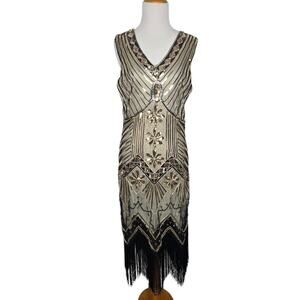 Roaring 20s Flapper Dress Art Deco Women Sequin Gatsby NYE Costume Women Medium